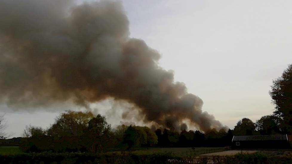 Grote brand in leegstaande vleeskuikenstal in Uden