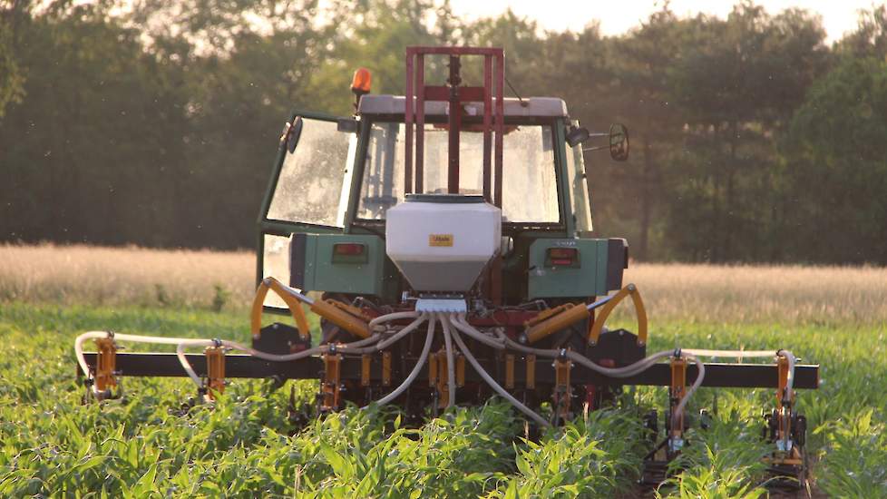 Loonbedrijf Mols investeerde dit jaar in een onderzaaisysteem. Onderzaai van gras vindt plaats wanneer de mais zich ongeveer op kniehoog bevindt. Dit resulteert over het algemeen in een geslaagd vanggewas en geeft meer flexibiliteit in het oogstmoment van