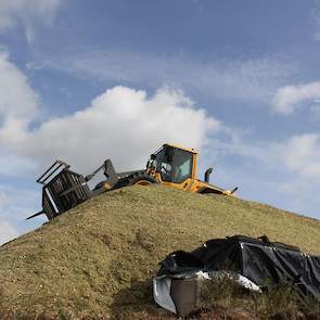 Op de kuil rijden de nieuwe Volvo L70H en de Volvo L70F. In het veld de machtige Claas Jaguar 960 met 10-rijige Kemper 375-bek. Het transport werd gedaan door een Fendt 818 met Joskin-kipper, een Massey Ferguson 7620 met Kaweco-silagewagen en een Massey F