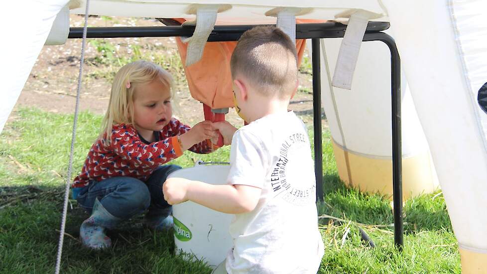 Voor de kinderen werden tal van activiteiten georganiseerd. Zoals handmelken van een kunstkoe.