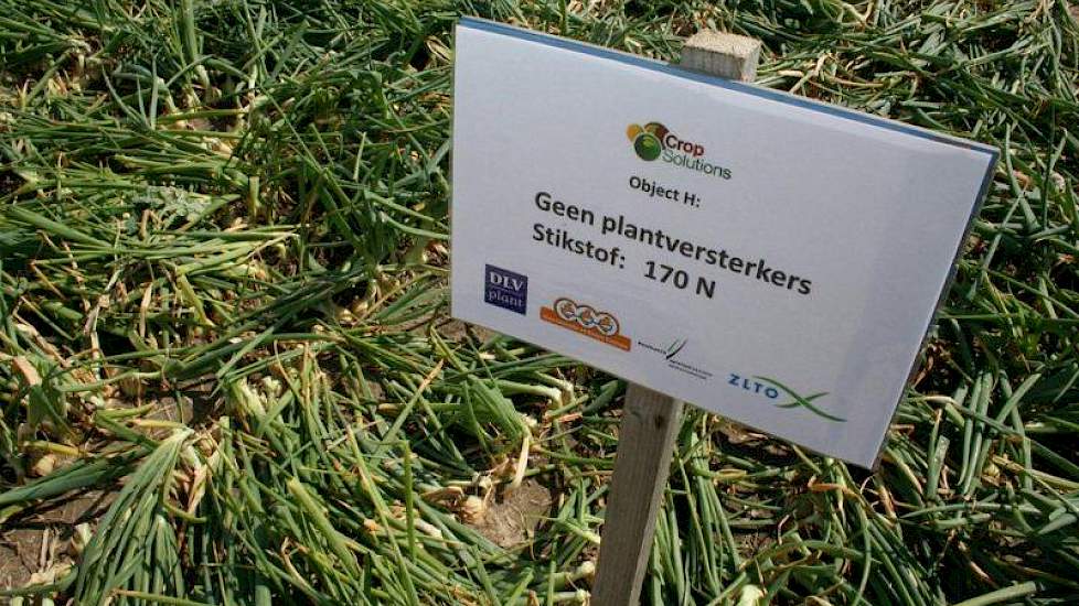 Crop Sulutions leidde de bezoekers langs proeven met verschillende plantversterkers. Bij gangbare bemestingsniveaus is het effect van deze middelen, zoals calcium, borium en aminozuren, niet zichtbaar.